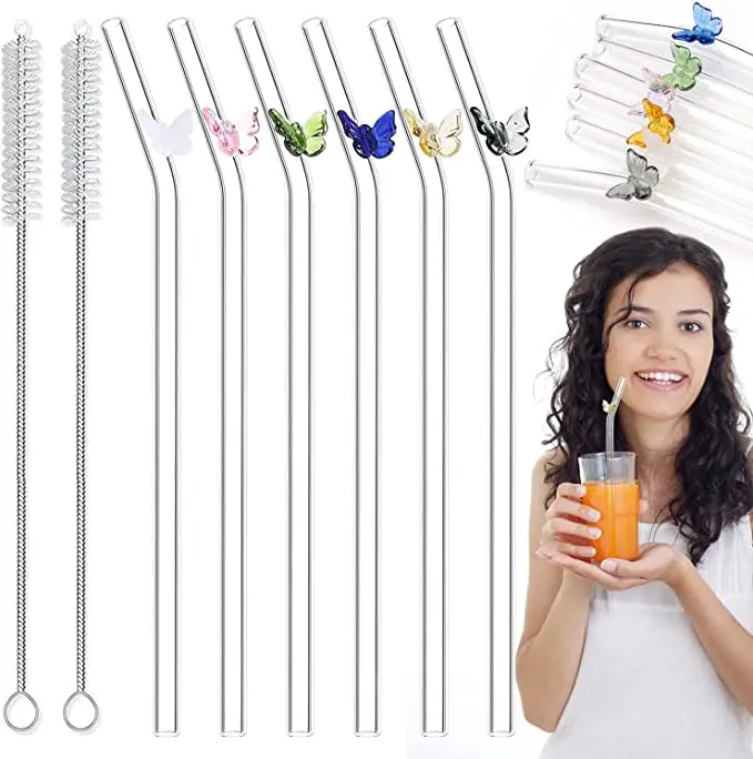 Factory Direct Sales Borosilicate Butterfly Coloured Reusable Glass