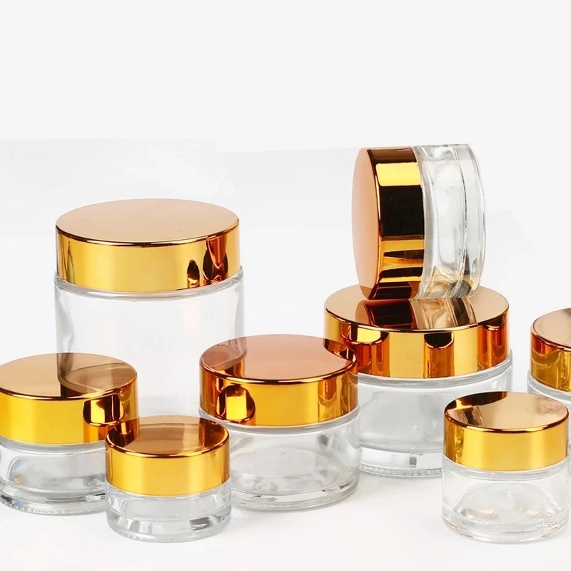 Manufacturer Selling Clear Cosmetic Jars With Lids Luxury Cosmetic Glass Jar With Gold Cap Buy
