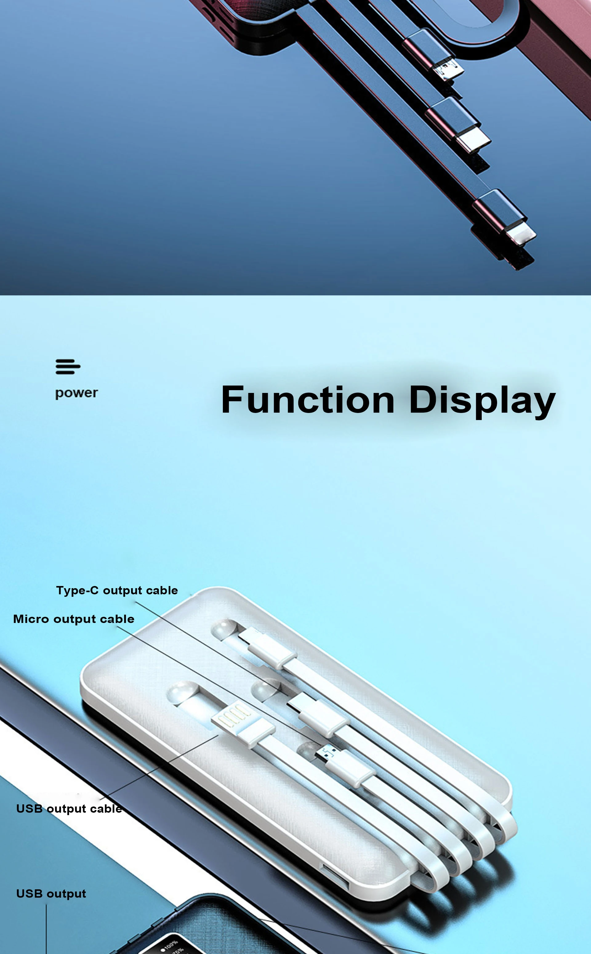 2020 Fashion Sports/Travel USB charging cable power banks, fast charging power bank , Portable 4 in 1 Slim Powerbank 20000 mah - ANKUX.COM