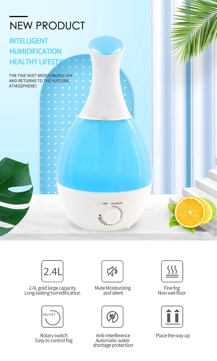 Water Drop 2.4L Household Aromatherapy Ultrasonic Humidifier