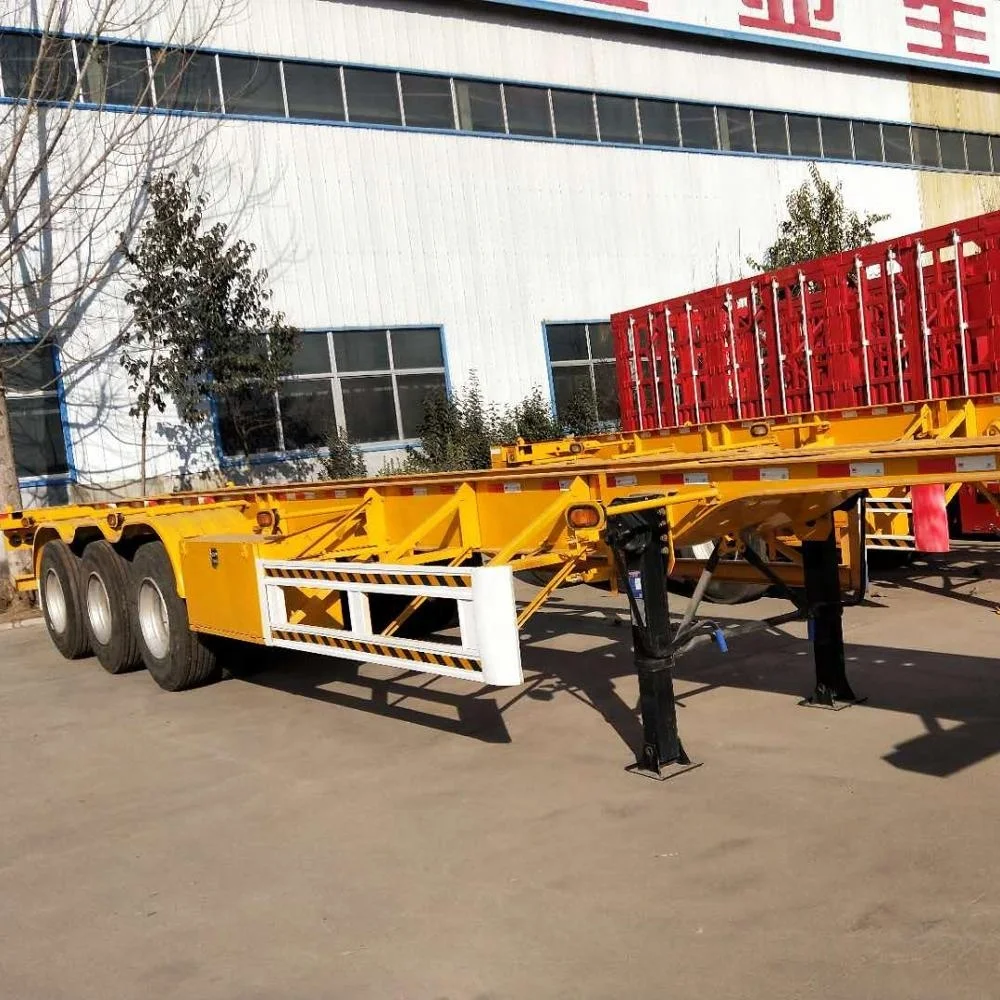 20ft 40ft 码头港口工厂集装箱框架骨架半卡车拖车带扭锁