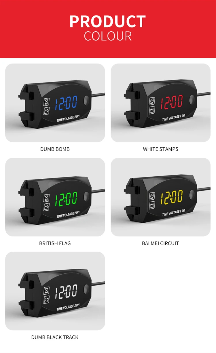 The New Motorcycle Voltmeter Led Electronic Time Meter Twoinone Multi