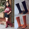 YY10113S Latest design winter season kids tall black long boot girls knee high leather boots