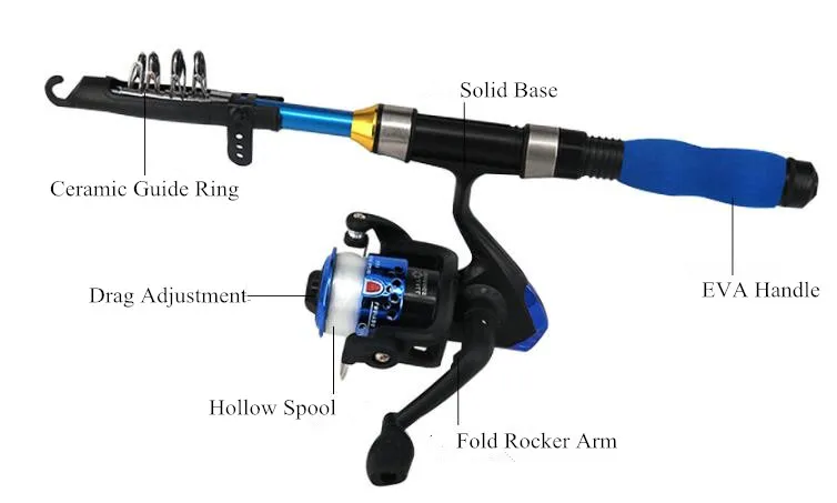 wholesale telescopic fishing rod kit reel