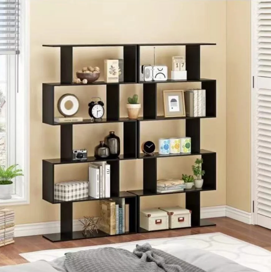Black Freestanding Shelving Unit Wooden Bookcase Cube Display Book