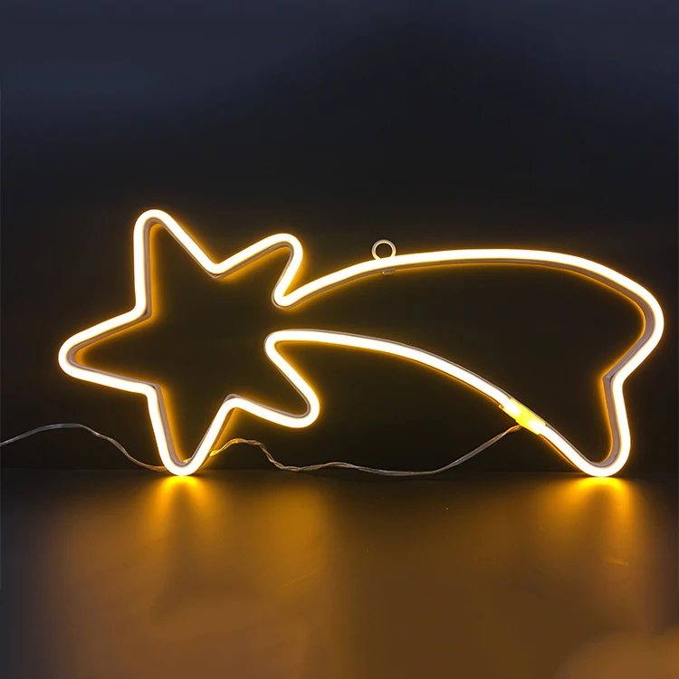 Cheap price Christmas Halloween Adaptor 17IN faux neon shooting star lighted sculpture lights for Home decor