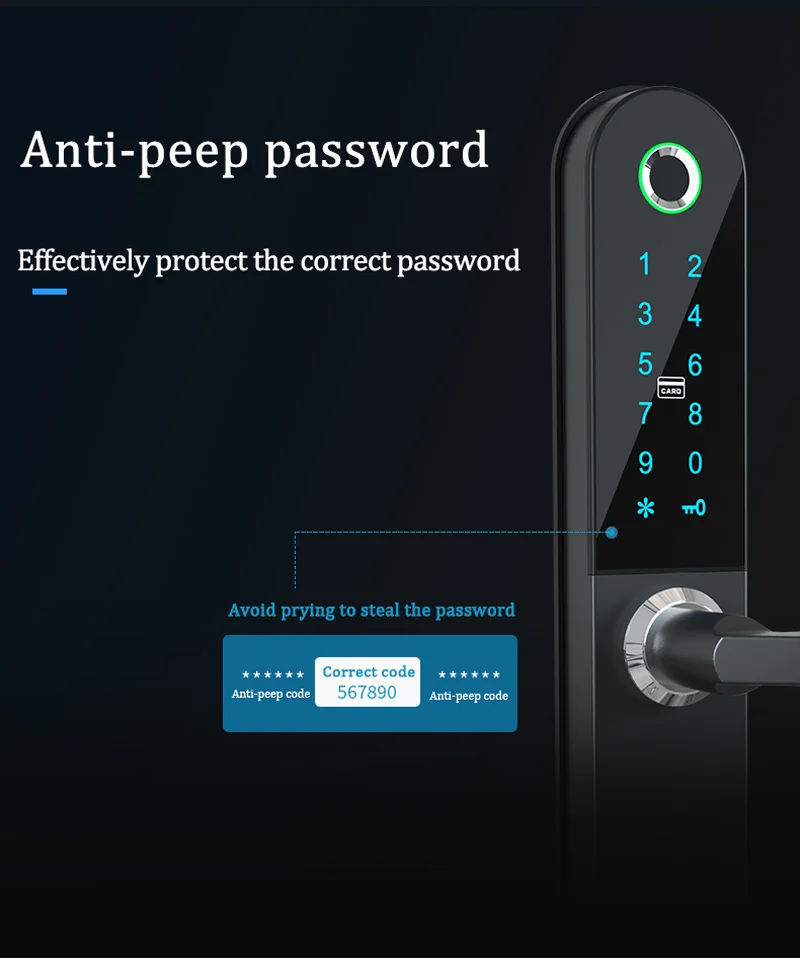 Digital  keyless touch keypad card aluminum biometric cerradura inteligente fingerprint wifi tuya APP smart door lock