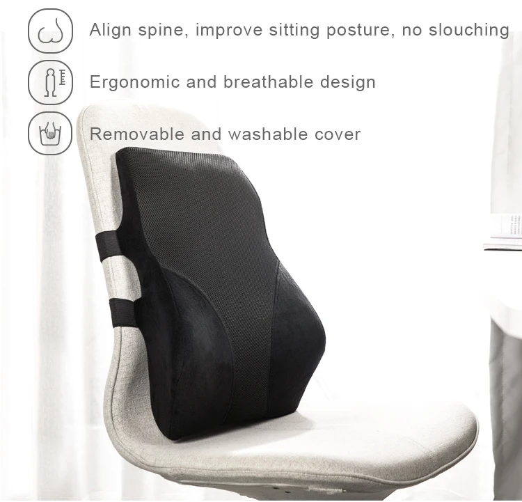 Memory Foam Lumbar Support Cushions For Chair Orthopedic Foldable Comfort Floor Wheelchair Lumbar Car Seat Back Rest Pillow
