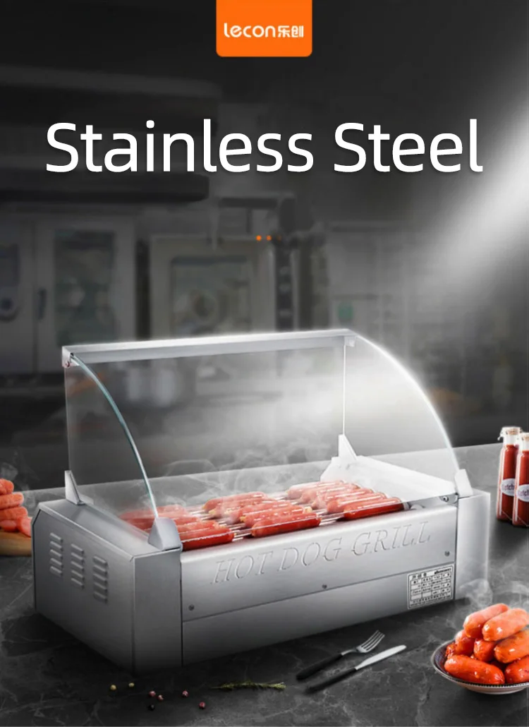 Commercial Snack Food Equipment Electric Hot Dog Grill Roller Vending