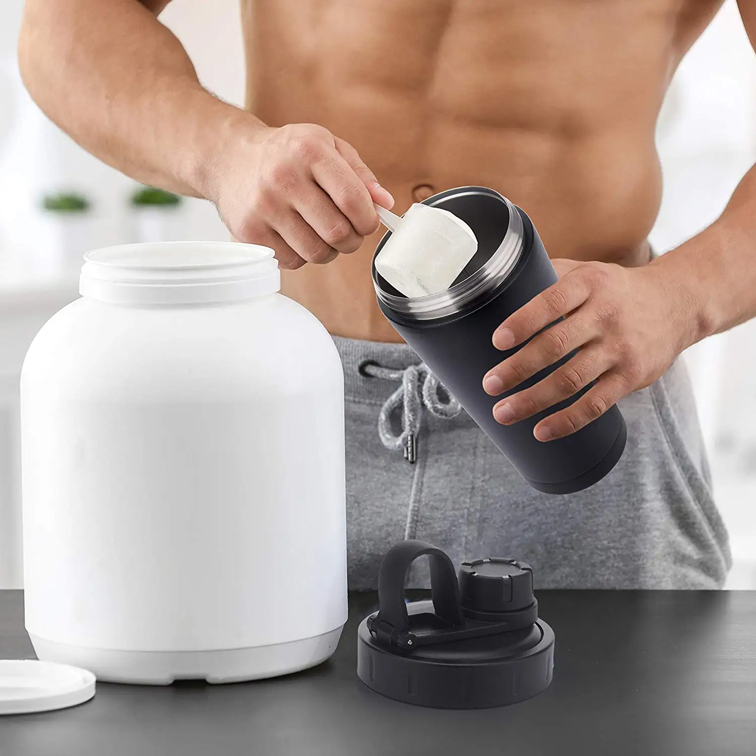 20oz Protein Shaker Bottle Stainless Steel Protein Shaker Hot/cold