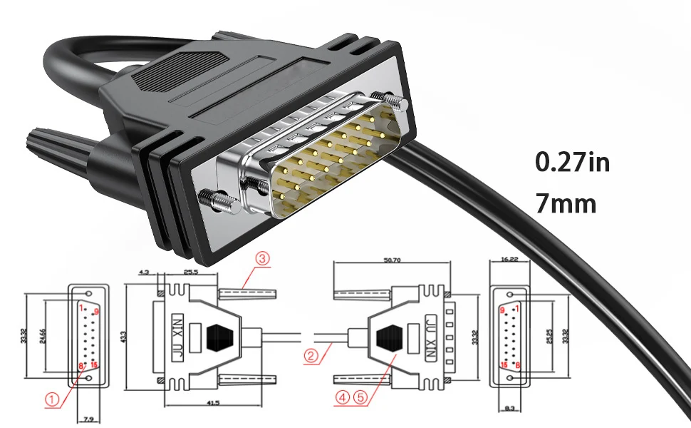 2m Db15 Male To Male Cable Cord Black Mm Cable 26awg Copper D Sub15pin Connector 20feet 6m 9573