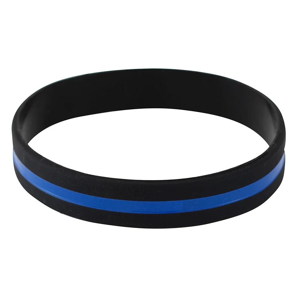 Thin Blue Line Silicone Wristband Bracelet Security Officers Support ...