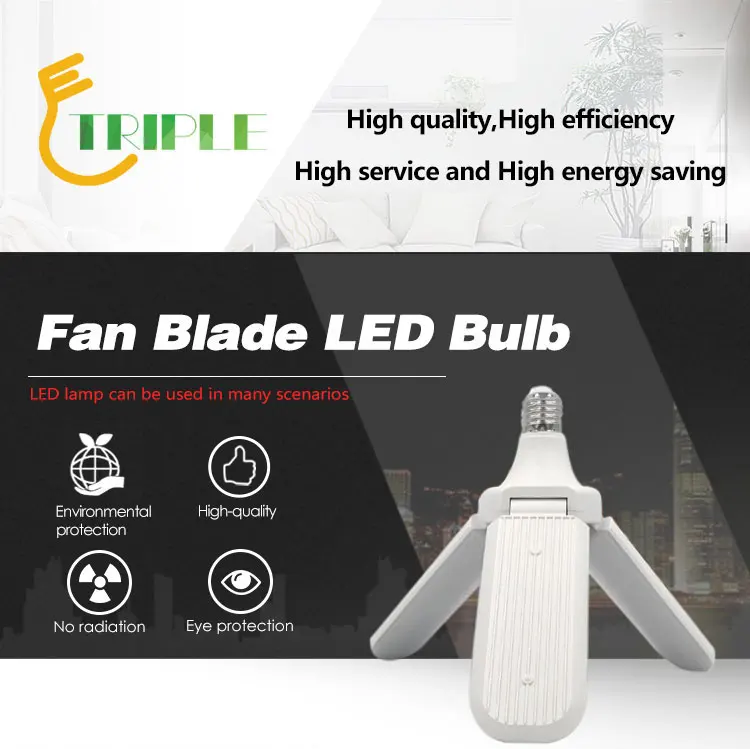 Super Bright Lamp 36W 45W 110V 220V E26 E27 Foldable Led Trefoil Light Bulb