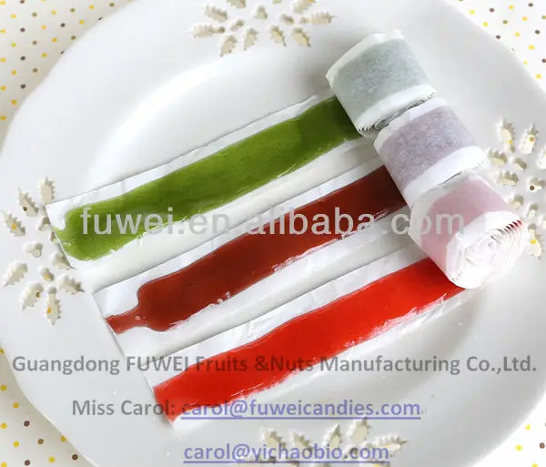 Fruit rolls tape gummy candy (65 fruit juice), View candy, FUWEI