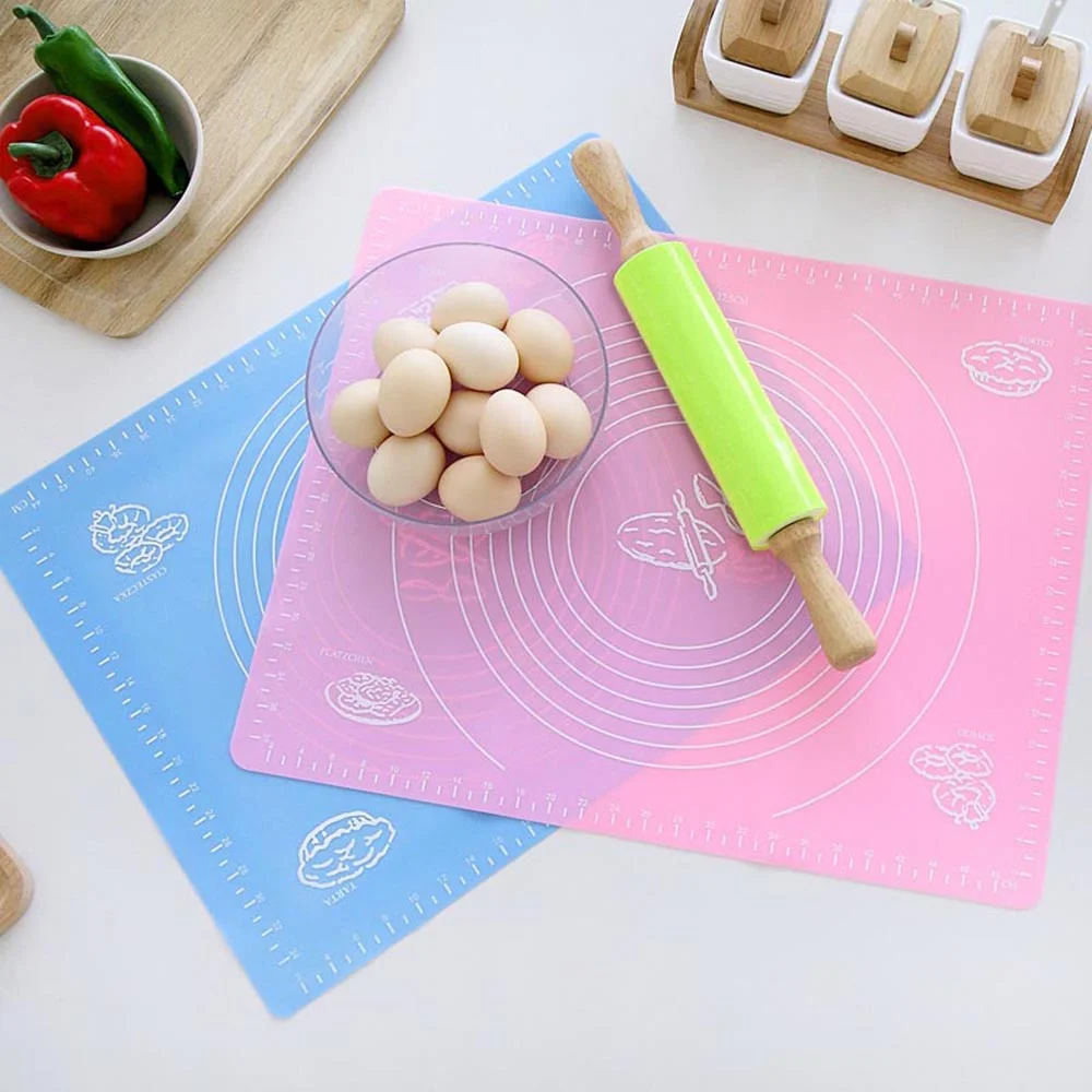 30*40cm Silicone Kneading Pad Baking Mat Non-stick Pizza Bread Kneading Pad with Scale for Rolling Dough Pizza Bakeware Tools factory