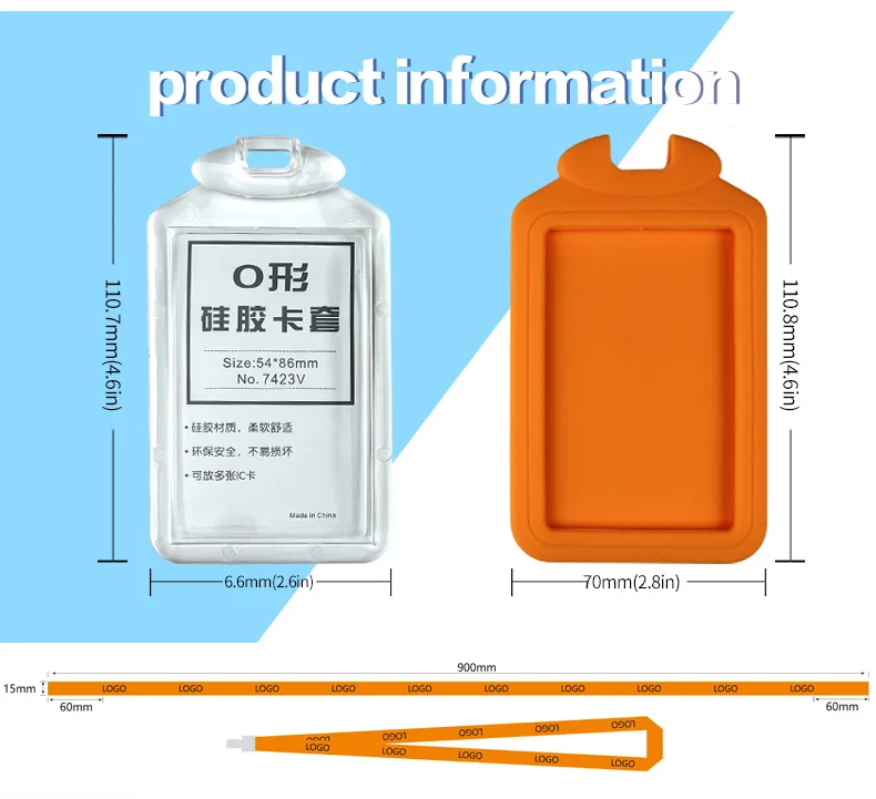 Silicone Id Card Holder Name Badge Holder With Candy Colors Lanyard