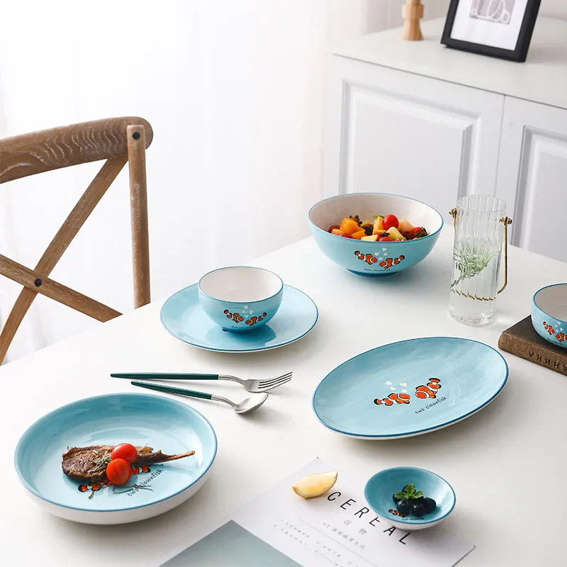 Clownfish Series Modern Design Ceramic Dinnerware Set Dining Plates And