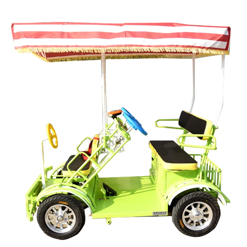 Electric Assisted 4persons 4wheels Surrey Bike With Led Light And Front