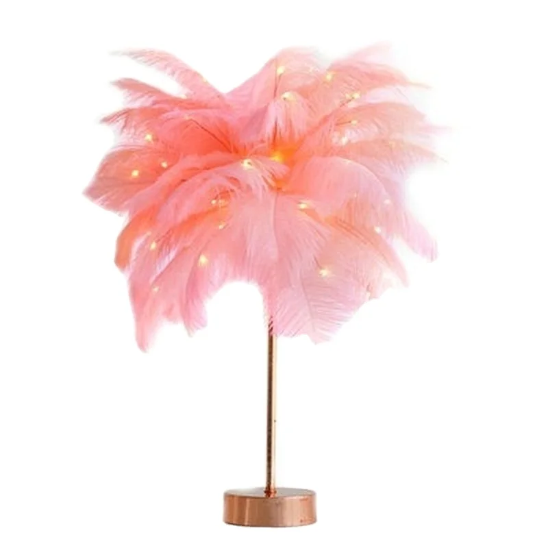 
Fashion Nordic DIY Feather Warm Desk Lights Table Lamp for Office Living Room Home Decorations 