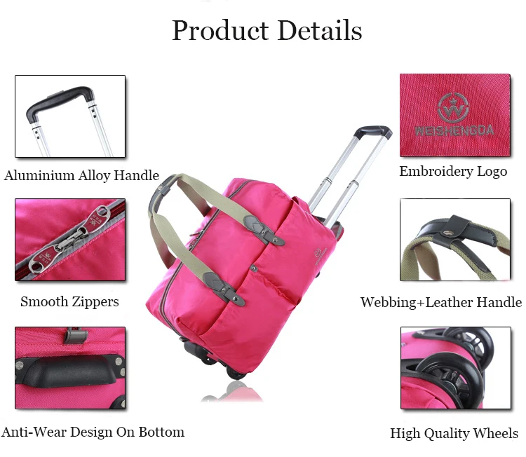 Latest carry-on duffle trolley bag folding travel bags luggage rolling wheels for men and women 