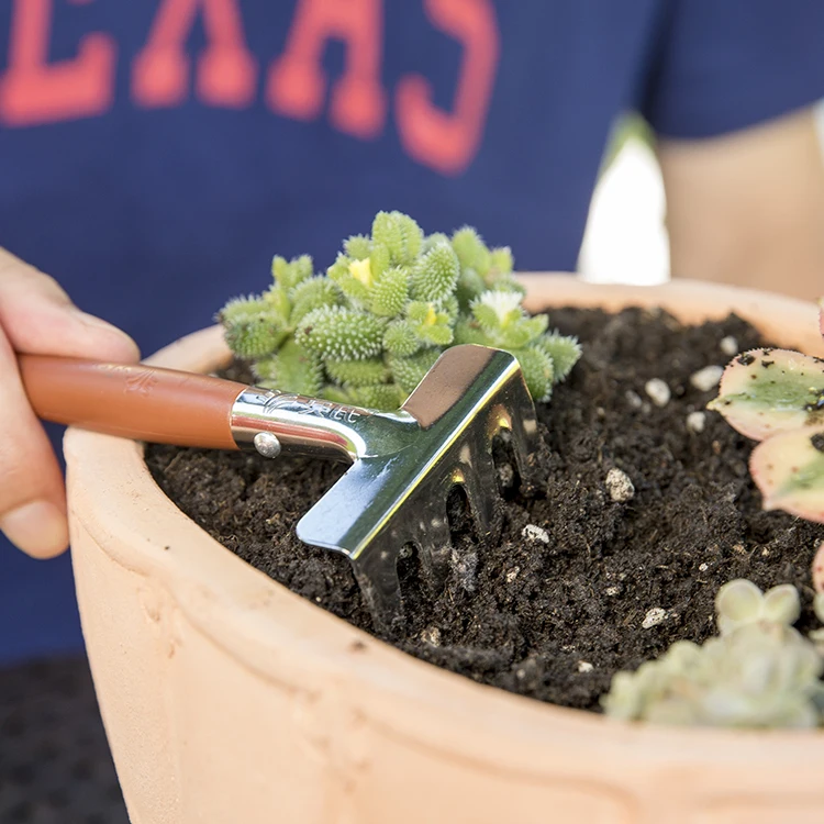 3 pieces Gardening Mini Plastic Rake Trowel Transplanter Garden Hand Tools Kit Set