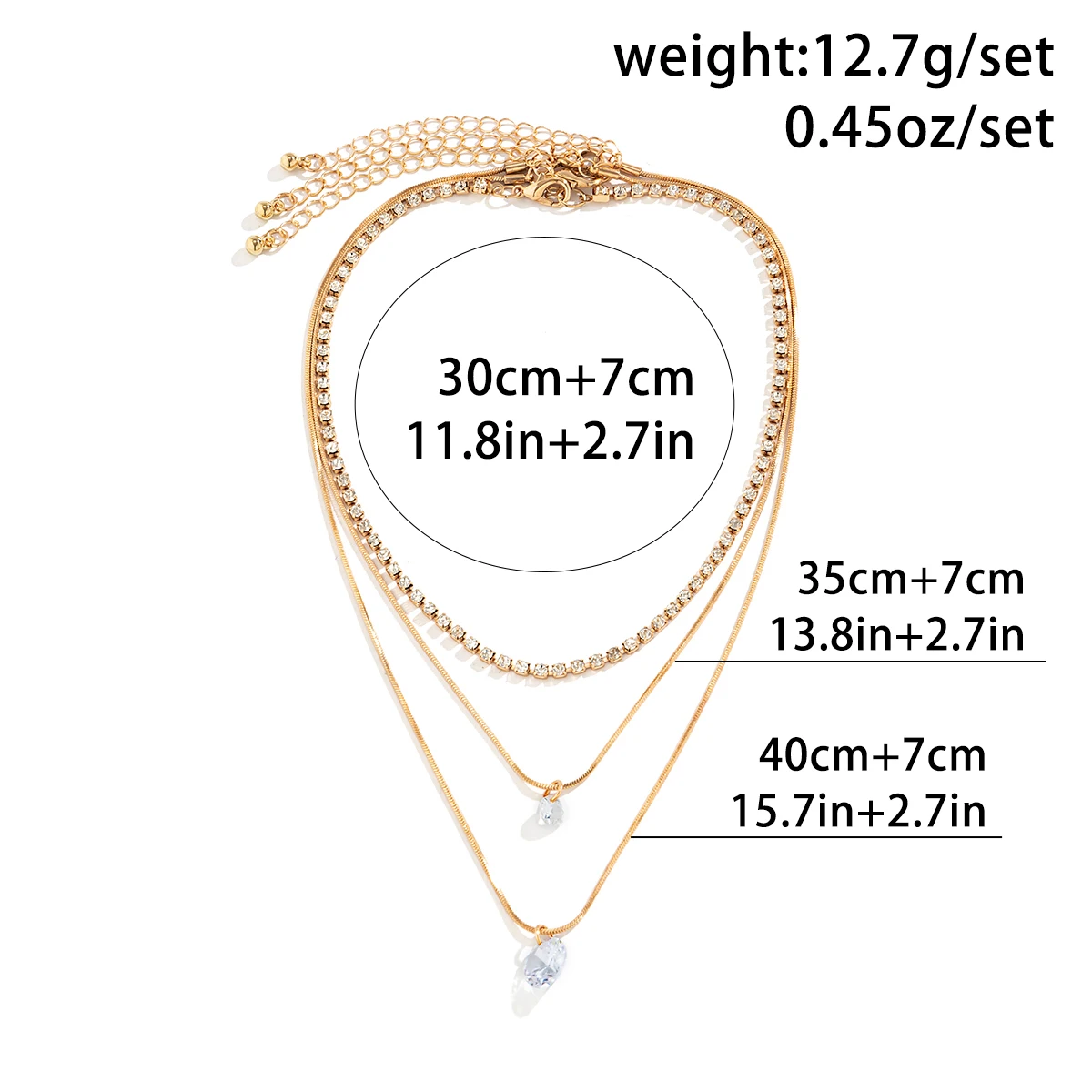 Shixin 3pcs/set Vintage Crystal Zircon Pendant Necklace For Women ...