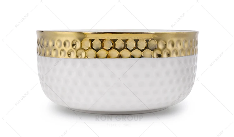 cheap price custom wedding decorative pottery plate bowls large luxury gold plated dinner salad fruit serving soup ceramic bowl