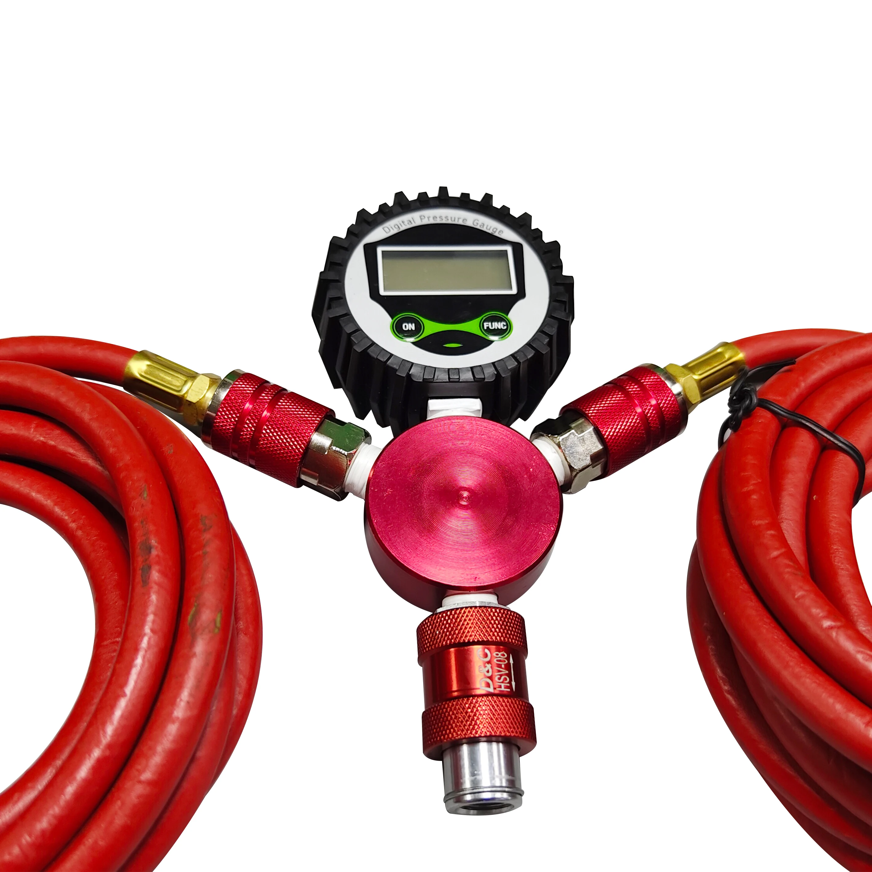 Air Hose Splitter With Gauge And Hose Tire Pressure Equalizer Inflator
