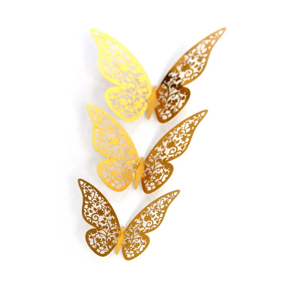 

3D Butterfly Hollow Decoration Wall ticker,20 Packs, Gold/silver