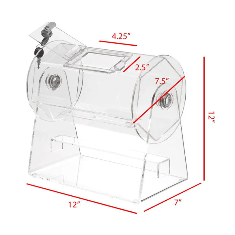 Clear Spinning Raffle Box Hand Crank Wheel Spinner Lottery Machine