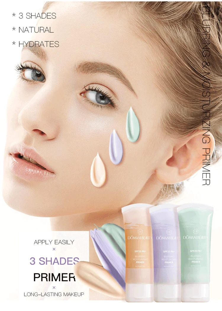 Domani Beauty 2020 Base Organic Moisture 3 Colors Brighten Sunscreen Oil Control Waterproof Makeup Wholesale Liquid Face Primer