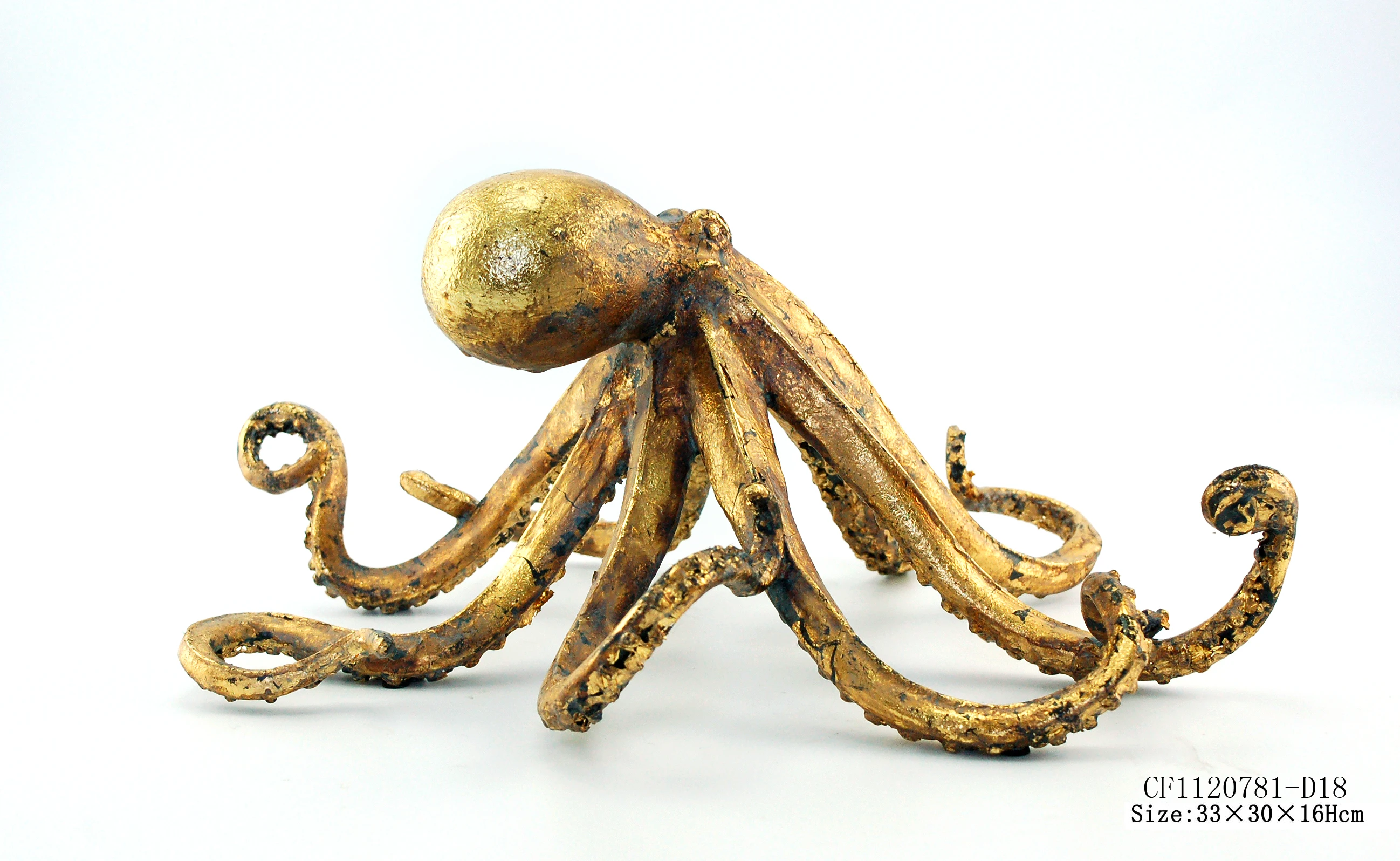 Custom Gold Leaf Sticker Finish Resin Octopus statues Gift For Tabletop Decor supplier