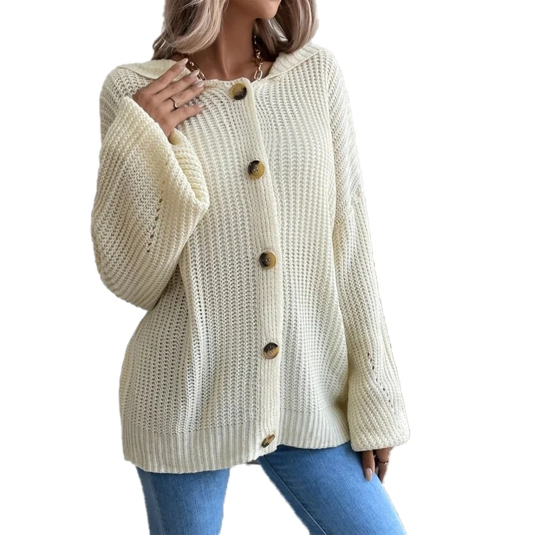 Women's Cardigan Sweater Jacket Solid Color Buttons Long Sleeve Knit  Cardigan Sweater Hooded - Buy Hooded Cable Cardigan Sweaters For Women,Long  Sleeve Hooded Sweater Coat,Hooded Cable Knit Cardigan Product on Alibaba.com