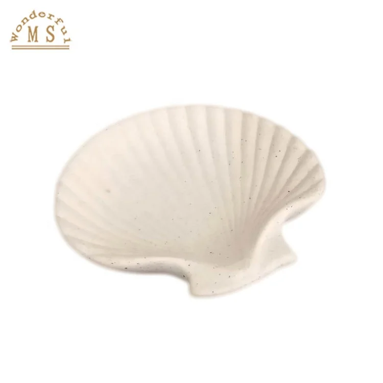 Modern Style Porcelain Seashell Soap Dish White Color, Seaside Items Ceramic Bathroom Sets Matte Glazed with Macaroon Finishing
