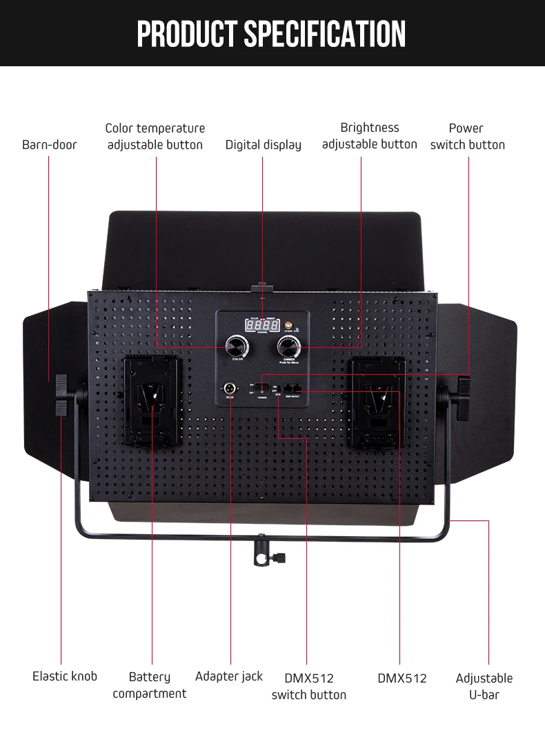 Tolifo High Power CRI95 200W V Mount Plate LED Studio Video Photography Light