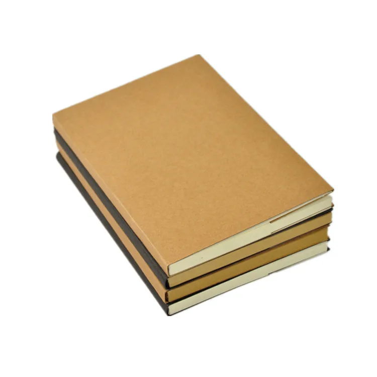 Wholesale A5 Journal Custom Plain Kraft Paper Blank Cover Sketch Notebook With Nude Spine Exposed Binding,custom logo