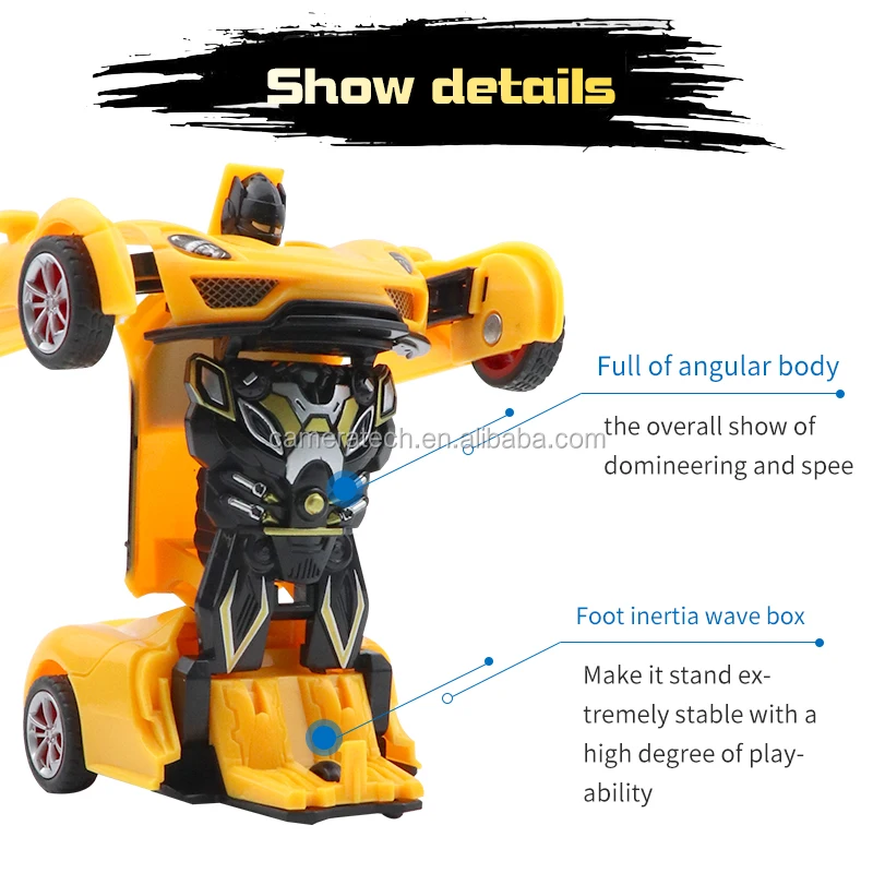Details about   Yellow Collision Transforming Robot Deformation Transformation Plastic Toy Car 