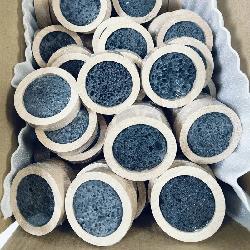 Essential Oil Diffuser Aroma Stone Wooden Dish Black Lava Stone Aroma Diffuser with Customize Logo manufacture