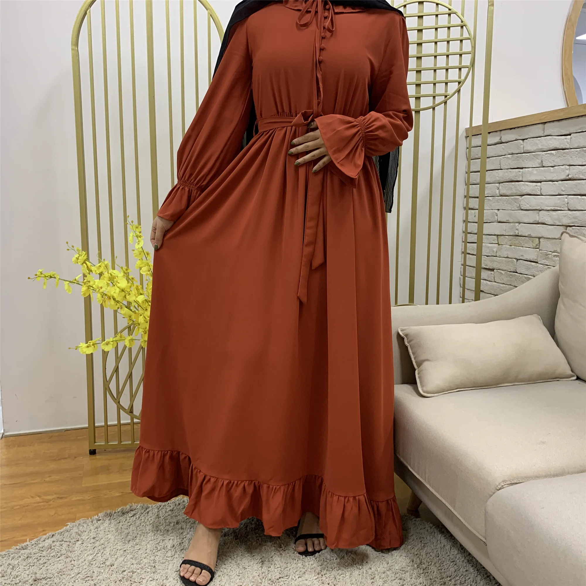 6389 2020 Latest Simple Elegant Wholesale Design Islamic Clothing Closed Abaya Muslim Maxi Casual Dresses For Women Buy Women Dresses Dubai Abaya