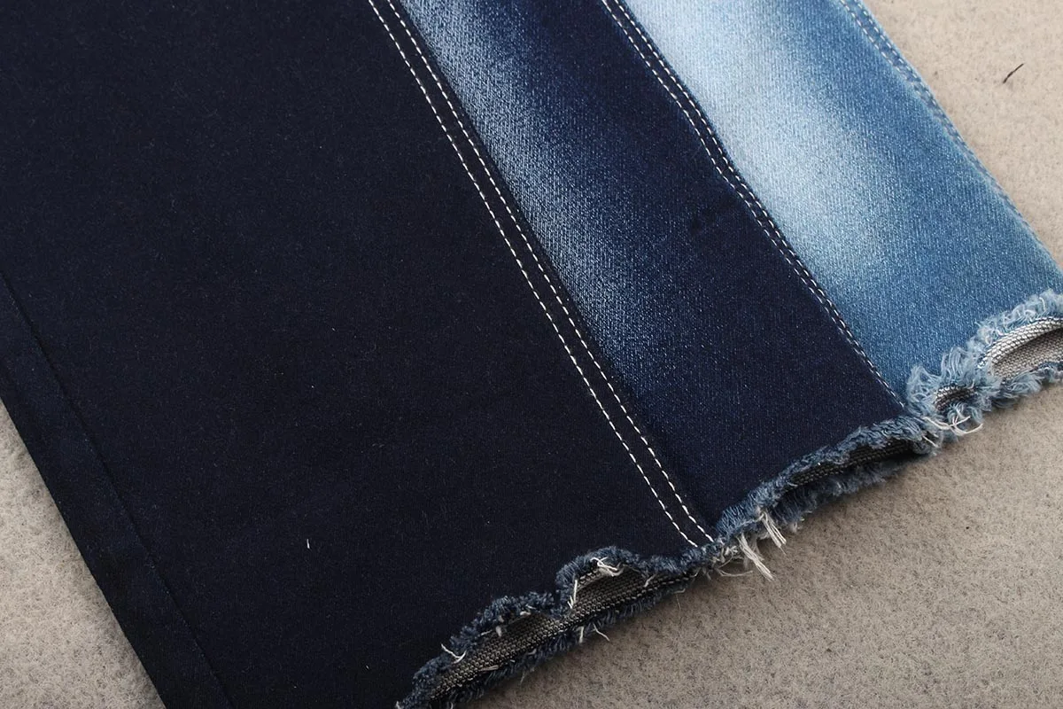 12.3oz Heavy Weight Fake Knit Recycled Cotton Denim Fabric for Jeans and Apparel