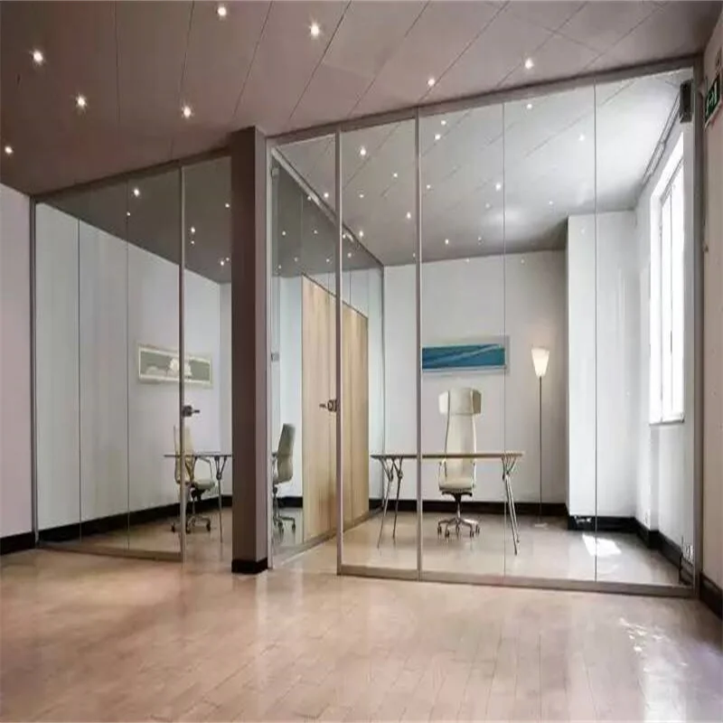product modern single glass partition with 60mm aluminum integrated frame  30mm slim frame for meeting rooms and home office-1