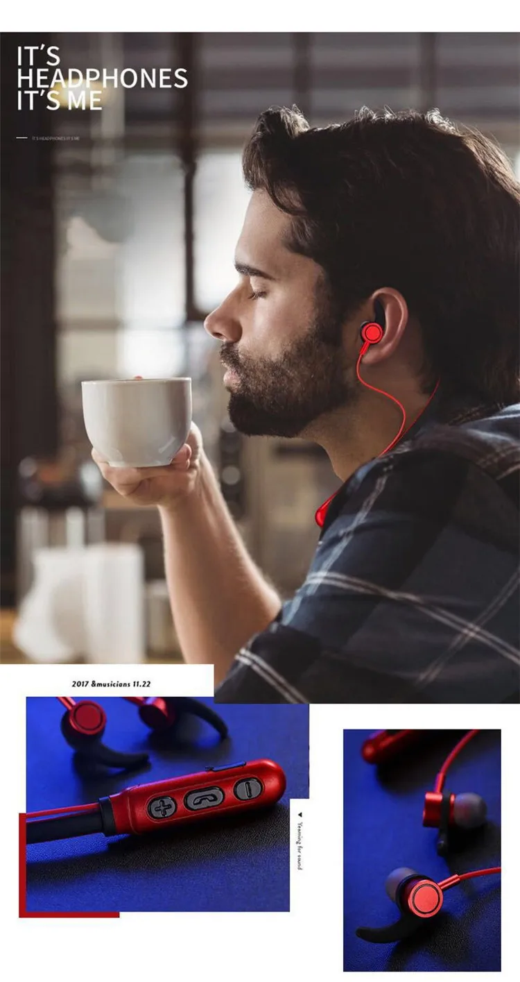 Waterproof Sport Neckband Bluetooths headphone Mini wireless Magnetic Earphone Wireless M9 - ANKUX.COM