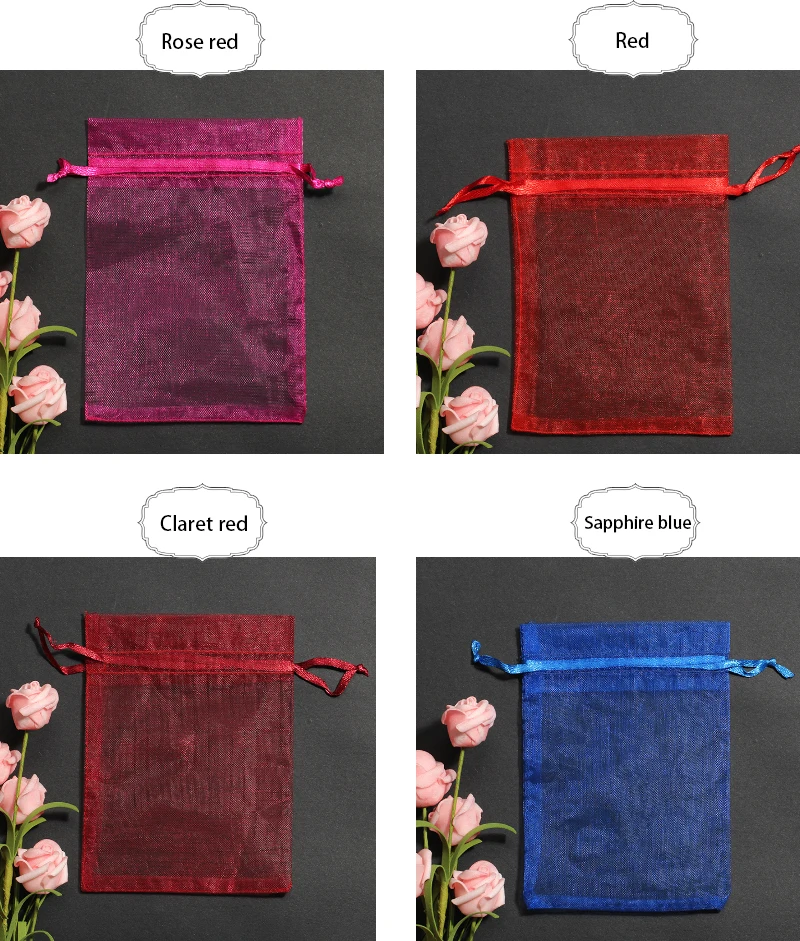 product-50pcslots White Organza Drawstrings Bags 7x9cm Jewelry Gift Package Bags Yarn Pouch Christma-2