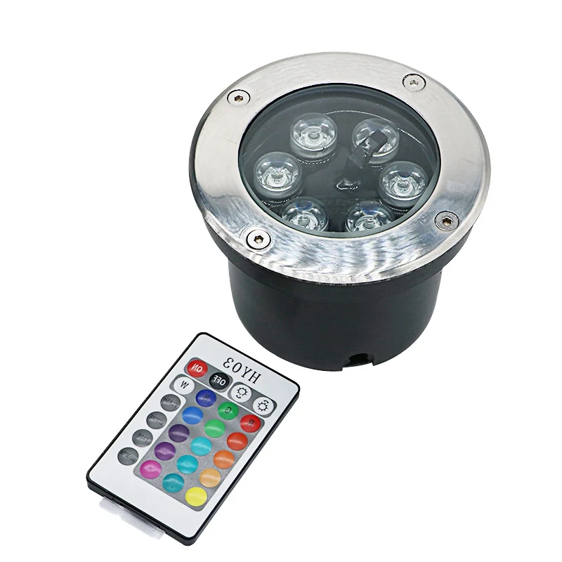 6W RGB LED Inground Light Outdoor DC 12V/AC 85-265V Floor Light LED Underground Light With 24 Key IR Controller