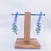 Desktop Glass Planter Bulb Vase Terrarium with Solid Wooden Stand and Metal Swivel Holder for Hydroponics Plants Home Garde