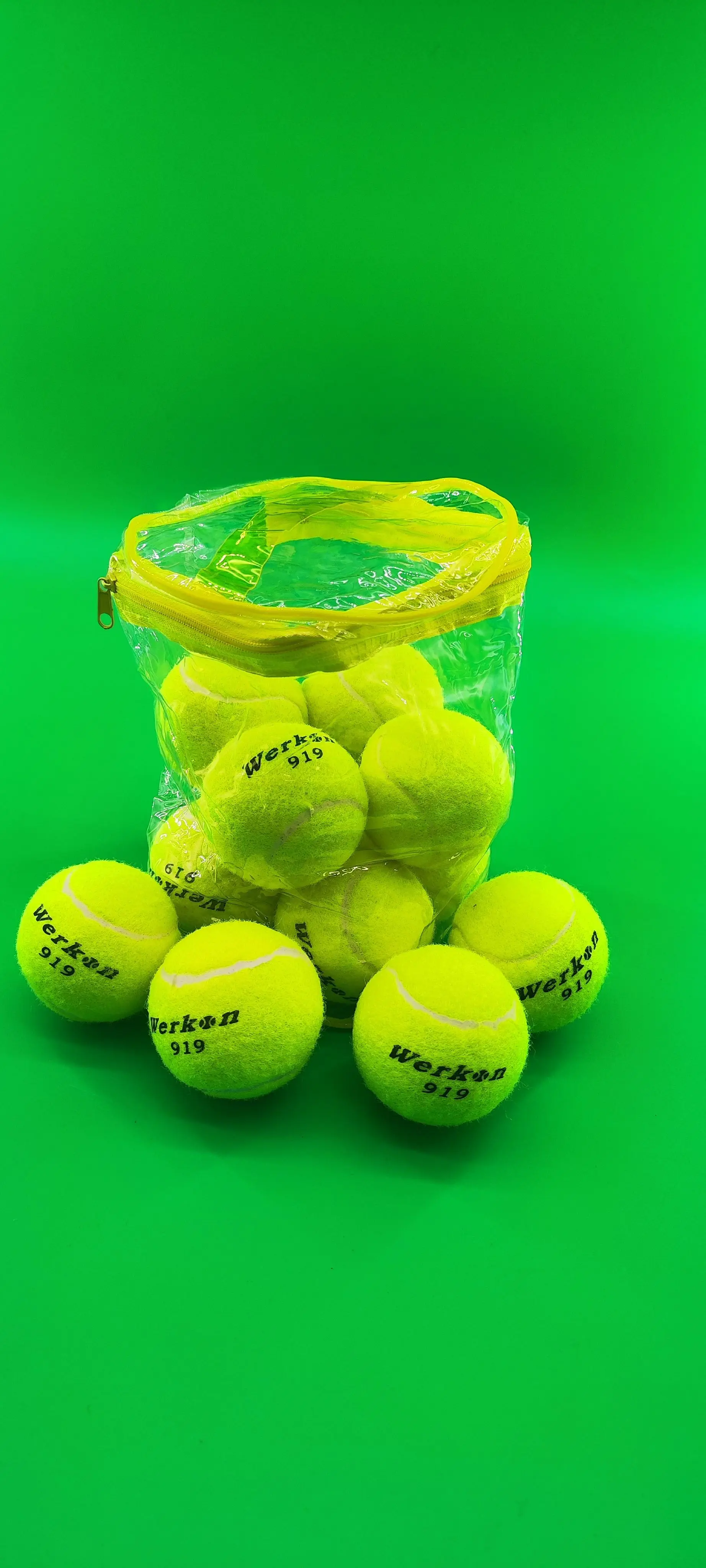 Tennis 919 12 Sports Training Balls for Badminton and Tennis Printed Logo Wear Resistant Cost-effective Plastic Bag Packaging