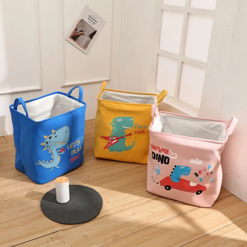 High Quality Collapsible Cotton Linen Fabric Baskets Kids Toy Storage