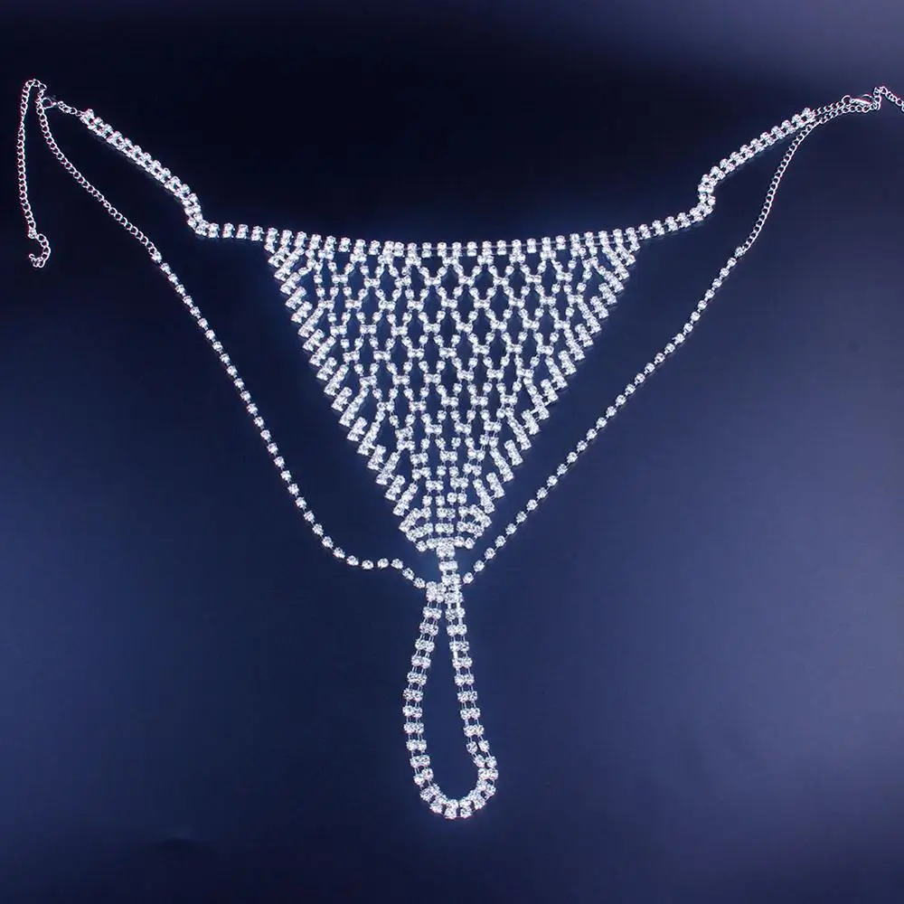 Rp07 Mesh Rhinestone Body Chain Jewelry Simple Waist Round Thong For Women Sexy Bikini Crystal 6396