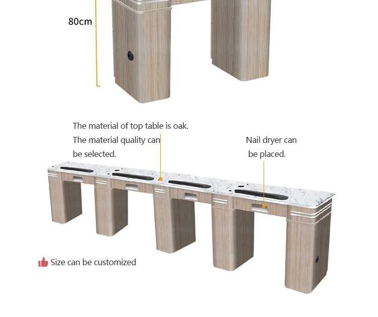 Classic Nail Salon Marble Manicure Table for nail desk Customizable dust collector