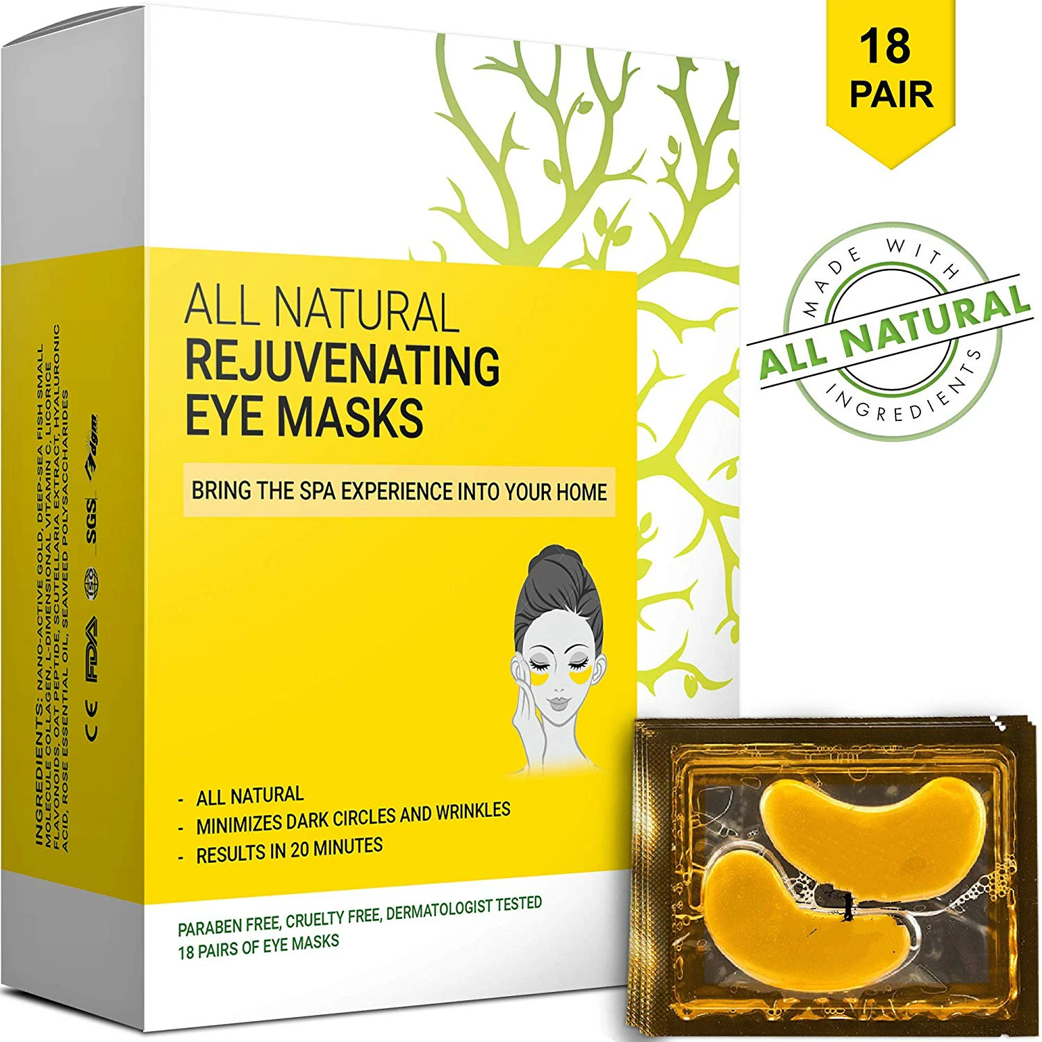 Custom Private Label 24k Gold Organic Eye Patches Collagen Mask Mask